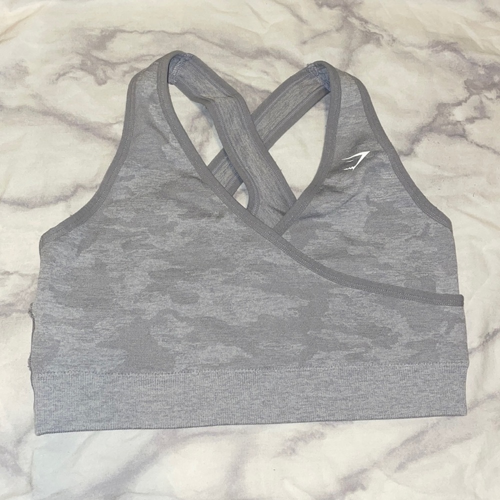 Gymshark Camo Sports Bra - Grey
